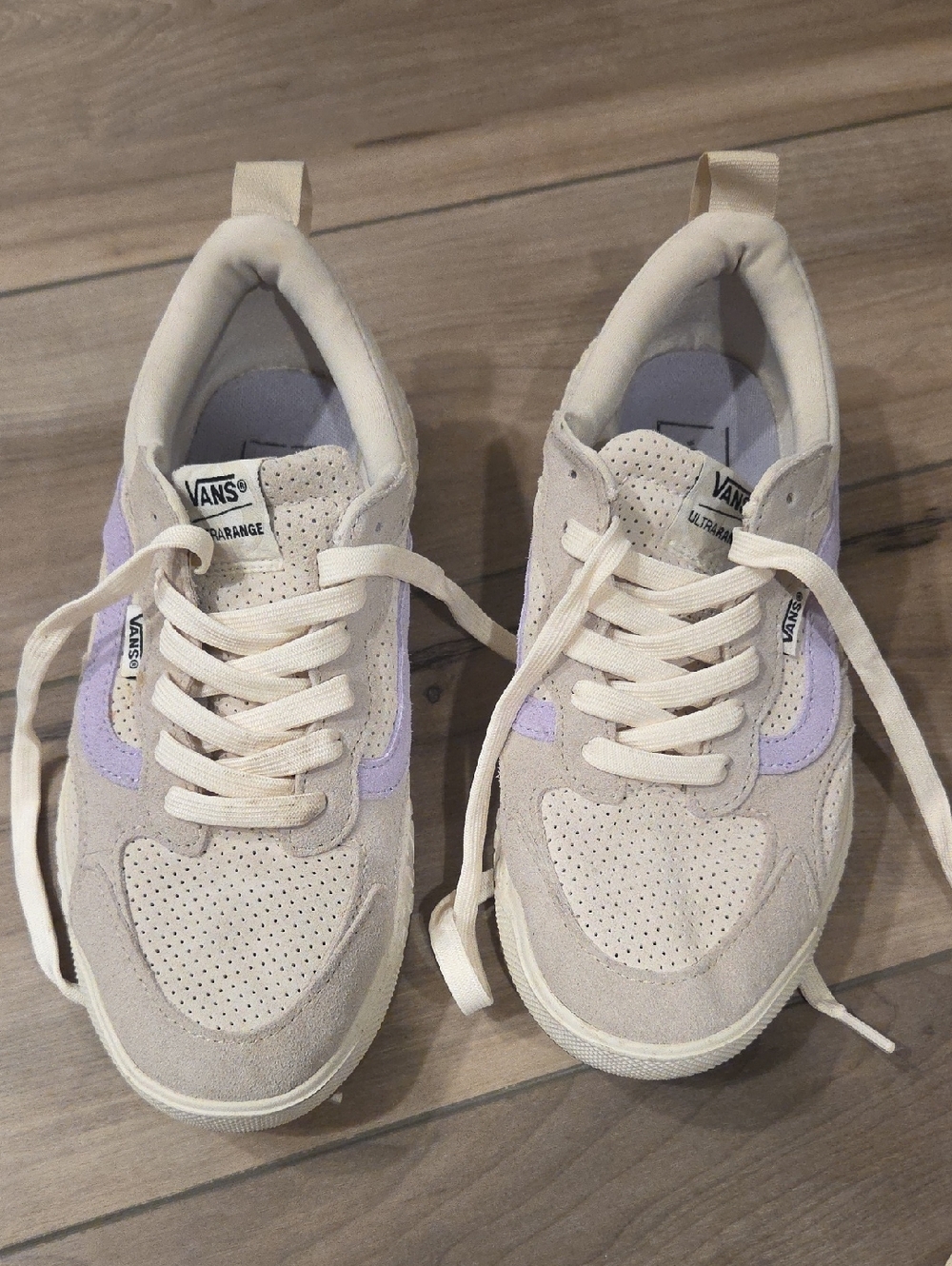 Vans UltraRange Cream Suede Sneakers with Lilac Accents